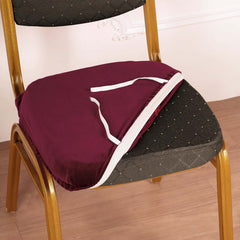 Velvet Chair Cushion Protector Stretch with Tie for Dining Chairs Burgundy - Durable Cover for Formal Gatherings