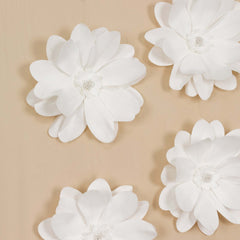 4 Pack 12" White Life-Like Soft Foam Craft Dahlia Flower Heads