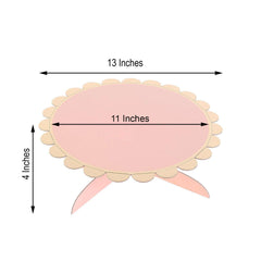 1-Tier Cardboard Cake Stand Blush - Stylish Reusable Cupcake Dessert Holder with Gold Scalloped Rim for Baby Showers Birthdays & Events 13"