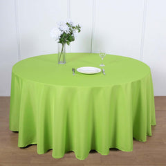 Polyester 120" Round Tablecloth Apple Green - Seamless Wrinkle-Resistant Table Cover