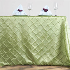 90" x 132" Apple Green Taffeta Pintuck Seamless Rectangular Tablecloth for 6 Foot Table With Floor-Length Drop