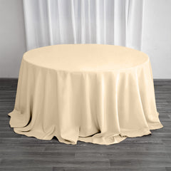 Polyester 132" Round Tablecloth Beige - Seamless Chic Table Cover