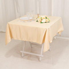 Lamour Satin 54"x54" Table Overlay Square Tablecloth Beige - Durable & Silk-Like Table Cover