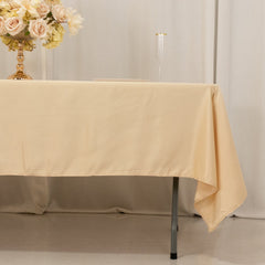 Lamour Satin 60"x102" Rectangle Tablecloth Beige - Durable & Silky Soft Feel Table Cover