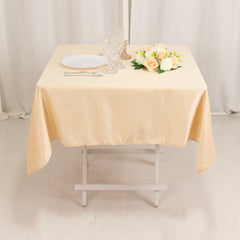 Lamour Satin 54"x54" Square Tablecloth Beige - Durable & Silk-Like Table Cover