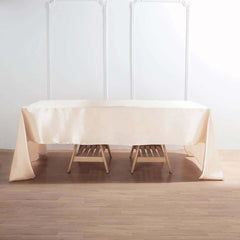Satin Rectangular 60"x126" Tablecloth Beige - Smooth and Lustrous Table Cover