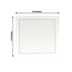 50-Pack Cotton Cocktail Napkins with Black Hemstitched Border White - Disposable 4.5"x4.5" Napkins for Events