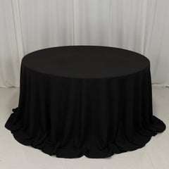 Cotton Blend 132" Round Tablecloth Black - Seamless Wrinkle-Resistant Table Cover