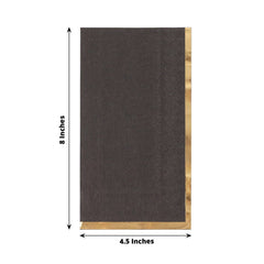 50-Pack Paper Dinner Napkins Black with Gold Foil Edge 2 Ply - Stylish Disposable Napkins for Parties