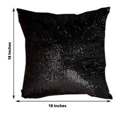 2 Pack 18"x18" Sequin Throw Pillow Cover, Decorative Cushion Case - Square Black Sequin