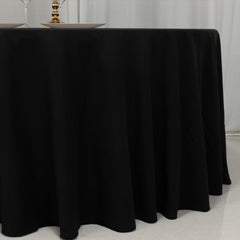 Cotton Blend 120" Round Tablecloth Black - Seamless Wrinkle-Resistant Table Cover