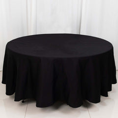 100% Cotton 108" Round Tablecloth Black Linen - Soft & Breathable Table Cover