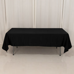 Lamour Satin 60"x102" Rectangle Tablecloth Black - Durable & Silky Soft Feel Table Cover for Weddings & Banquets