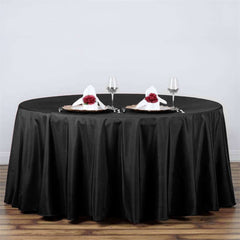 Polyester 120" Round Tablecloth Black - Seamless Wrinkle-Resistant Design for Weddings
