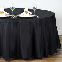 Polyester 132" Round Tablecloth Black - Seamless Chic Design for Grand Celebrations