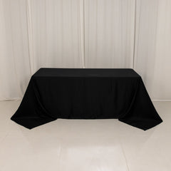 Lamour Satin 90"x132" Rectangle Tablecloth Black - Soft & Silk-Like Seamless Table Cover for Weddings & Parties