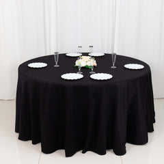 100% Cotton 120" Round Tablecloth Black Linen - Seamless, Soft & Breathable Table Cover