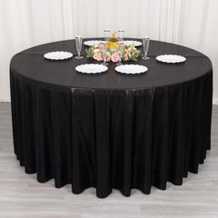 Sequin Dots Polyester Round 120" Tablecloth Black - Wrinkle Free & Sparkling Table Cover