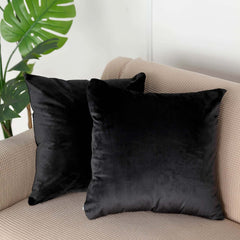 2 Pack 18" Black Soft Velvet Square Throw Pillow Cover