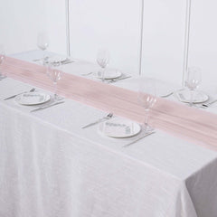 Premium Chiffon 6ft Table Runner Blush - Flowy & Lightweight Table Decor