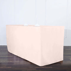 Fitted Polyester 72"x30" Rectangle Tablecloth Blush - Durable Table Cover