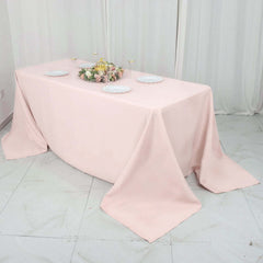 Premium Polyester 90"x132" Rectangle Tablecloth Blush - Seamless 220GSM Stain-Resistant Table Cover