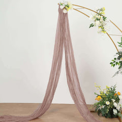 20ft Dusty Rose Gauze Cheesecloth Fabric Wedding Arch Drapery, Window Scarf Valance, Boho Decor Arbor Curtain Panel