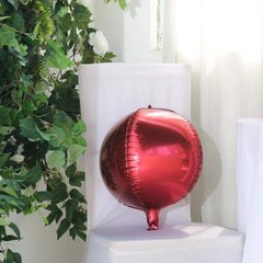 2 Pack 12" 4D Burgundy Sphere Mylar Foil Helium or Air Balloons