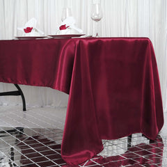 Satin Rectangular 60"x126" Tablecloth Burgundy - Smooth and Lustrous Table Cover