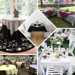 Premium Polyester 70"x70" Table Overlay Square Tablecloth Burgundy 220GSM Wrinkle-Resistant Table Cover