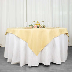 Premium Polyester 70"x70" Table Overlay Square Tablecloth Champagne 220GSM Wrinkle-Resistant Table Cover