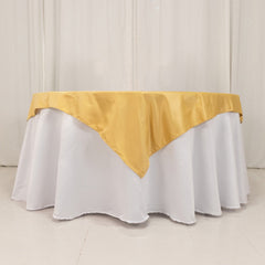 Lamour Satin 54"x54" Table Overlay Square Tablecloth Champagne - Durable & Silk-Like Table Cover