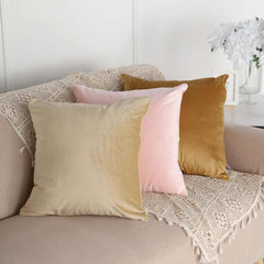 2 Pack 18" Champagne Soft Velvet Square Throw Pillow Cover