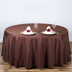Polyester 108" Round Tablecloth Chocolate - Wrinkle-Resistant Table Cover