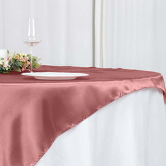 Satin 60"x60" Table Overlay Square Tablecloth Cinnamon Rose - Smooth Silky Touch Table Cover