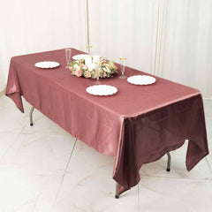 Satin Rectangular 60"x102" Tablecloth Cinnamon Rose - Smooth and Lustrous Table Cover