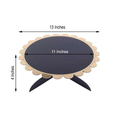 1-Tier Cardboard Cake Stand Black - Stylish Reusable Cupcake Dessert Holder with Gold Scalloped Rim for Baby Showers Birthdays & Events 13"