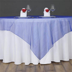 Organza 60"x60" Square Table Overlay Royal Blue - Sheer Finish Table Topper