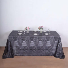 Sequin 90"x132" Rectangle Tablecloth Black - Seamless Diamond Table Cover