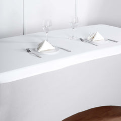 Stretch Spandex 72"x30" Rectangle Tablecloth Top Cover White - Sleek & Durable Fitted Table Topper Cap
