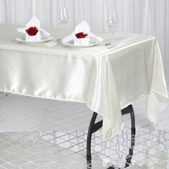 Satin Rectangular 60"x102" Tablecloth Ivory - Smooth and Lustrous Table Cover