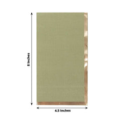 50-Pack Paper Dinner Napkins Olive Green with Gold Foil Edge 2 Ply - Stylish Disposable Napkins