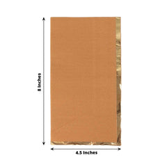50-Pack Paper Dinner Napkins Terracotta with Gold Foil Edge 2 Ply - Stylish Disposable Napkins