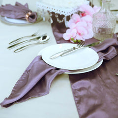 4 Pack Satin 20"x20" Napkins Violet Amethyst - Luxurious Shine & Smooth Dinner Napkins