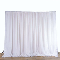 White Chiffon Polyester Event Curtain Drapes, Dual Layer Divider Backdrop Event Panels with Rod Pockets - 20ftx10ft