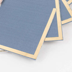50-Pack Paper Beverage Napkins Dusty Blue with Gold Foil Edge - 2 Ply Disposable Soft 18GSM Cocktail Napkins 5"x5"