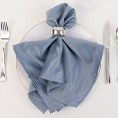 5 Pack Lamour Satin 20"x20" Napkins Dusty Blue - Soft Matte Finish Dinner Napkins