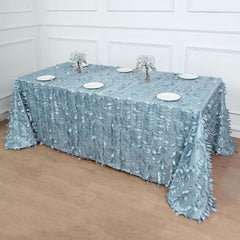 Taffeta 90"x132" Rectangle Tablecloth Dusty Blue | 3D Leaf Petal Design Seamless Table Cover