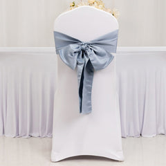5 Pack Lamour Satin 6"x106" Chair Sashes Dusty Blue - Stylish Reusable Decorative Bows
