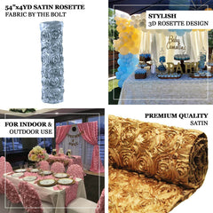 54"x4yd Dusty Blue Satin Rosette Fabric By The Bolt, DIY Craft Fabric Roll